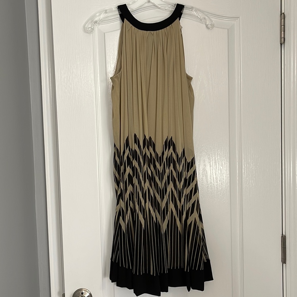 Black Tan Chevron Swing Dress Size S
